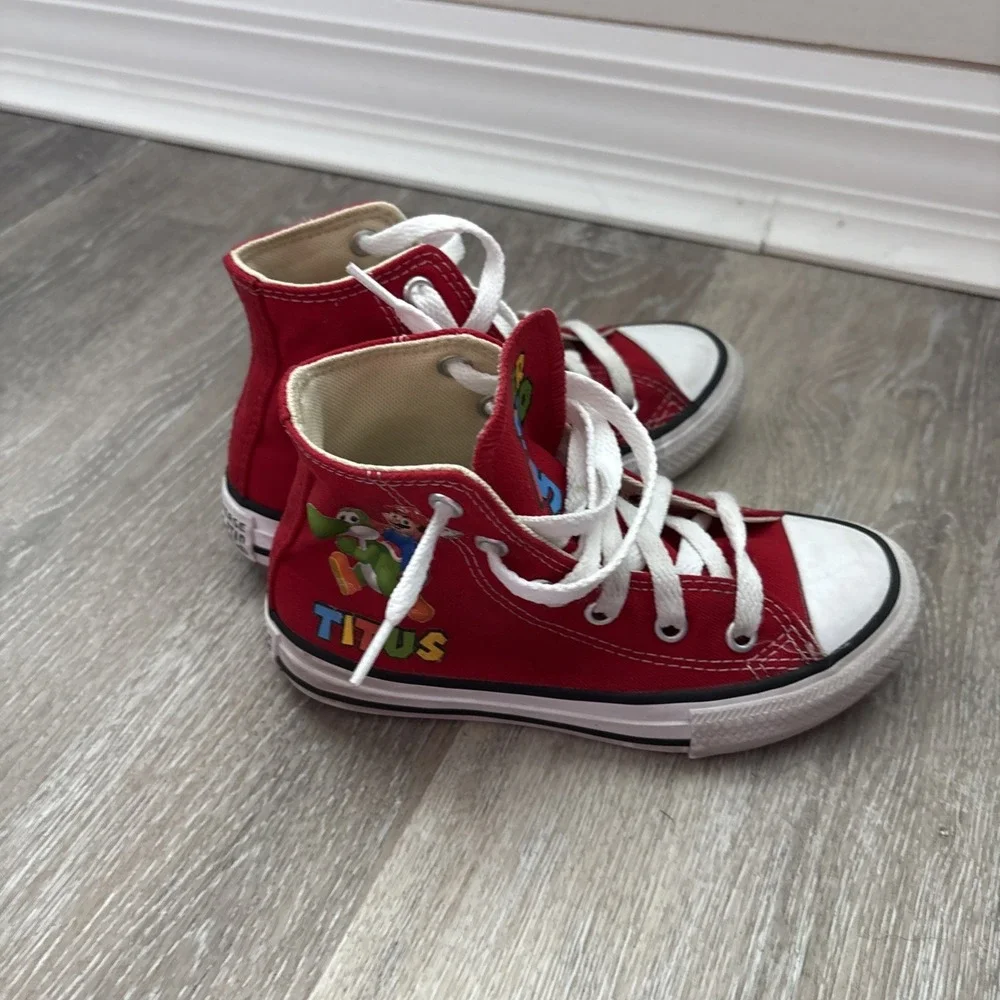 Converse Custom Super Mario Red Children's High Tops Size 11 Titus